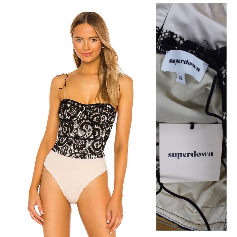 SOLD. Revolve Superdown NWT Stasia Lace Bodysuit XS - Picture 5 of 11
